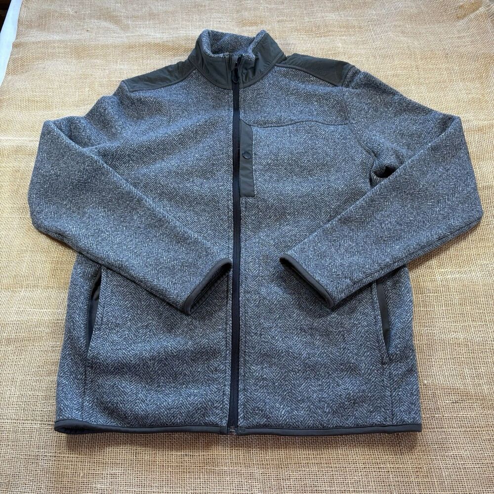 G.H. Bass Explorer Men's Herringbone Pattern Full Zip Fleece Jacket Size Medium
